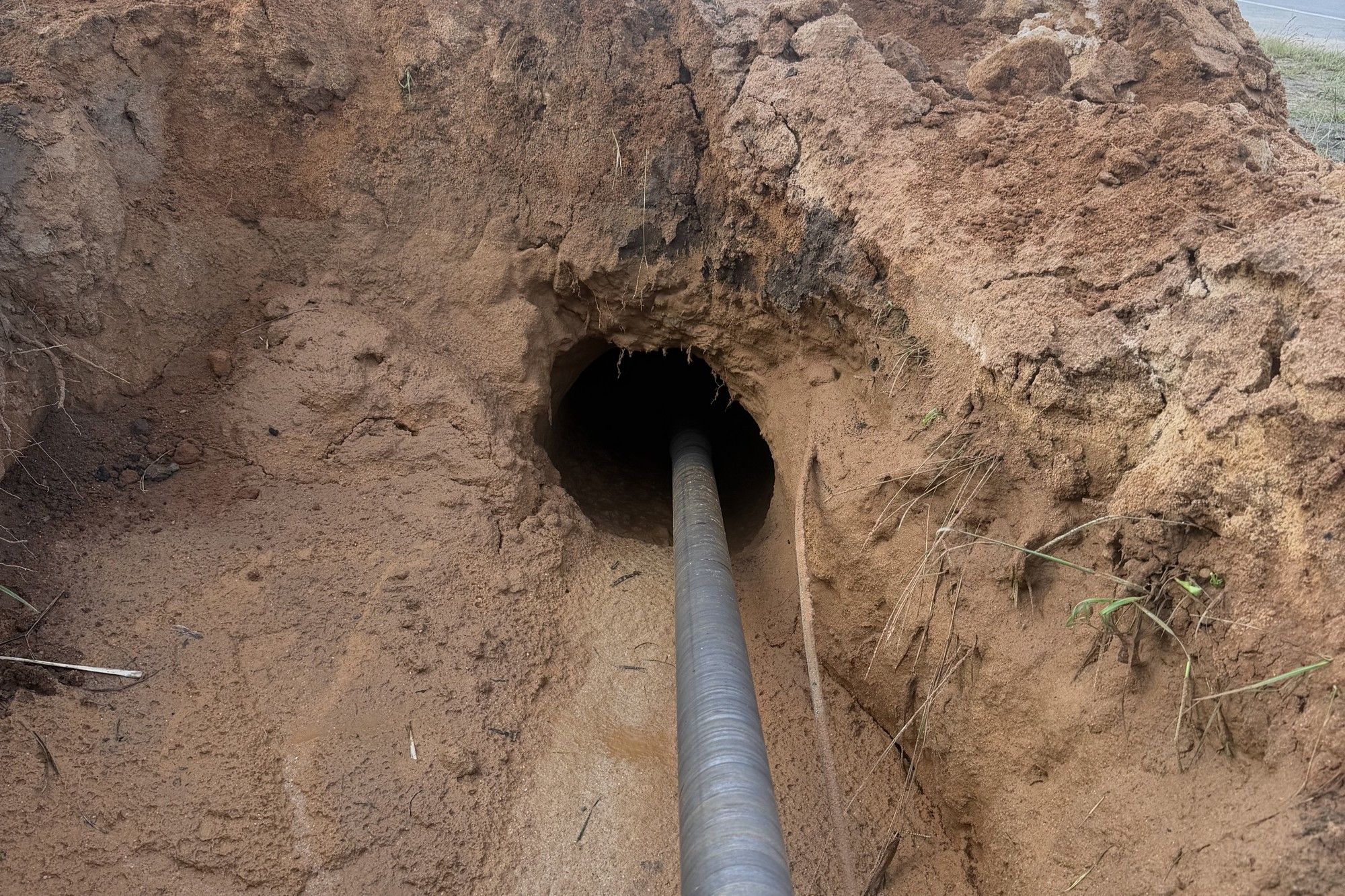 Carrier pipe pulled through the bore